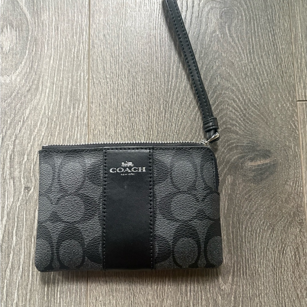Coach Black and Gray Signature Wristlet